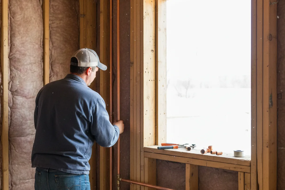 Licensed plumber running new copper supply lines in a New Florence home